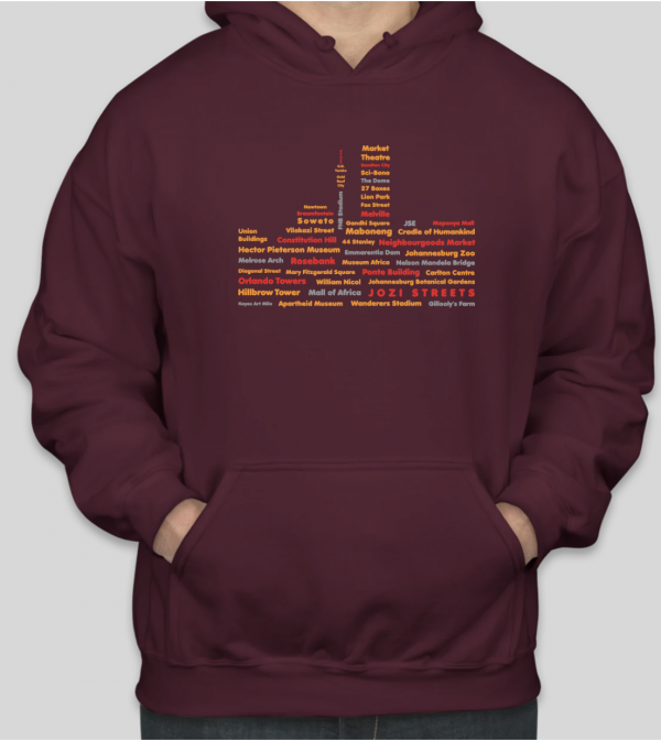 Maroon Jozi Streets Places Hoodie